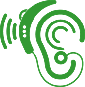 Hearing aid icon in green